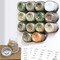 IMPRESA Clear Glass Magnetic Spice Jars - 15-Pack, 4 Oz, 60 Labels - Magnet Spice Jars for Refrigerator with Magnet Lids - Magnetic Herb Storage Organizer
